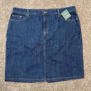 NWT L.L.Bean Denim Skirt Women 14 Americana Coastal Cottagecore A-Line Classic